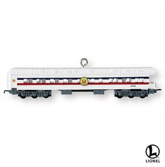 Aunt Krismas 'Lionel Freedom Train Observation Car' ornament by Hallmark. Year: 2007 - Lionel Train  series #0. 'Mint In Box' condition.