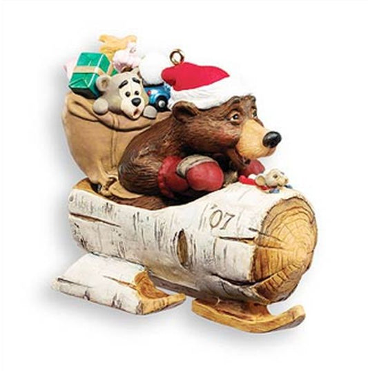 Aunt Krismas 'Sledding into Christmas' ornament by Tracy Larsen. Year: 2007 - Nick and Christopher series #4. 'Mint In Box' condition.