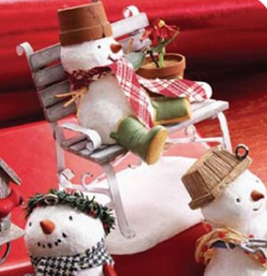 Aunt Krismas 'Garden Bench Buddies' ornament by Katrina Bricker. Year: 2007 - Snowmen of Winter Garden  series #0. 'Mint In Box' condition.