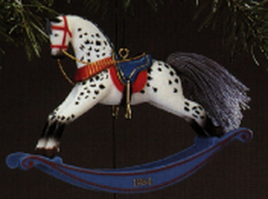 Aunt Krismas 'Appaloosa' ornament by Linda Sickman. Year: 1984 - Rocking Horse series #4. 'Mint In Box' condition.