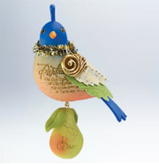 Aunt Krismas 'Partridge in a Pear Tree' ornament by Edythe Kegrize. Year: 2011 - Twelve Days of Christmas series #1. 'Mint In Box' condition.